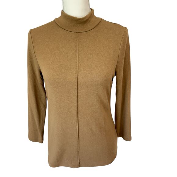 BANANA REPUBLIC Mock Neck Brown Sweater Size Small Soft Luxe Minimalist Neutral - Picture 1 of 8